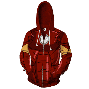 Marvel Iron Man Superhero 3D Cosplay Red Zip Up Hoodie