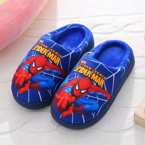 Awesome Spiderman Web Print Design Blue Indoor Kids Shoes