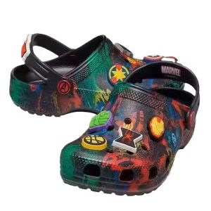 Marvel Avengers Graffiti Print Hero Badges Kids Clogs Shoes