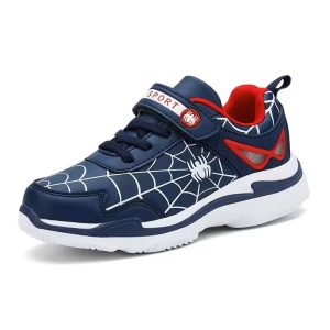 Navy Blue Spiderman White Web Red Mask Design Kids Shoes