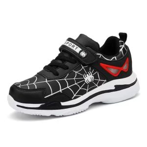 Spiderman Miles Morales Web Print Red Mask Black Kids Shoes